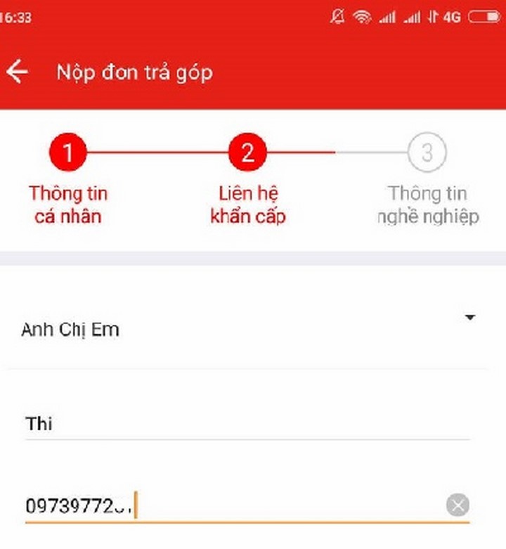 Cung cấp thông tin liên hệ khẩn cấp trên ứng dụng Akulaku Cung cấp thông tin liên hệ khẩn cấp trên ứng dụng Akulaku
