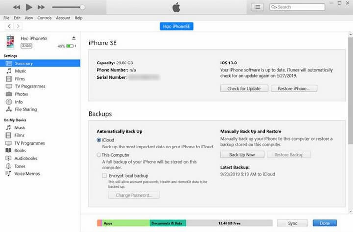 Dùng iTunes để hạ cấp iOS 13 Dùng iTunes để hạ cấp iOS 13