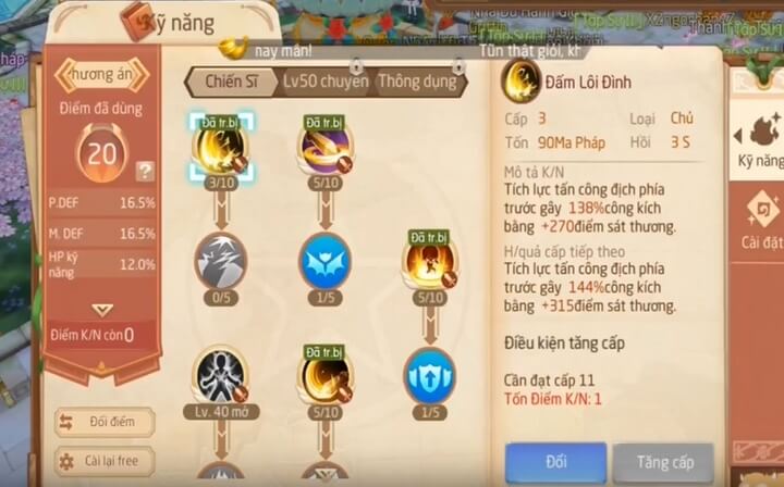 Nâng cao cấp độ kỹ năng