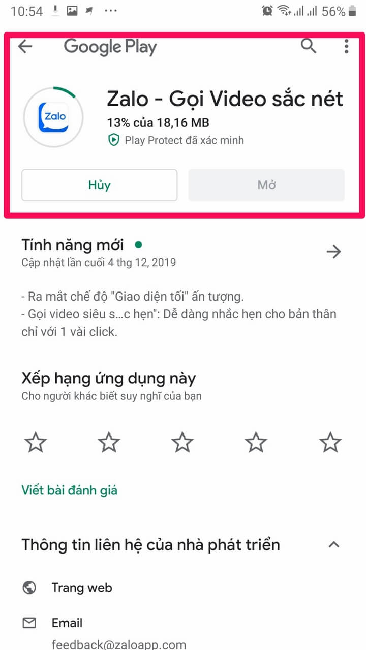 Cập nhật phiên bản Zalo mới