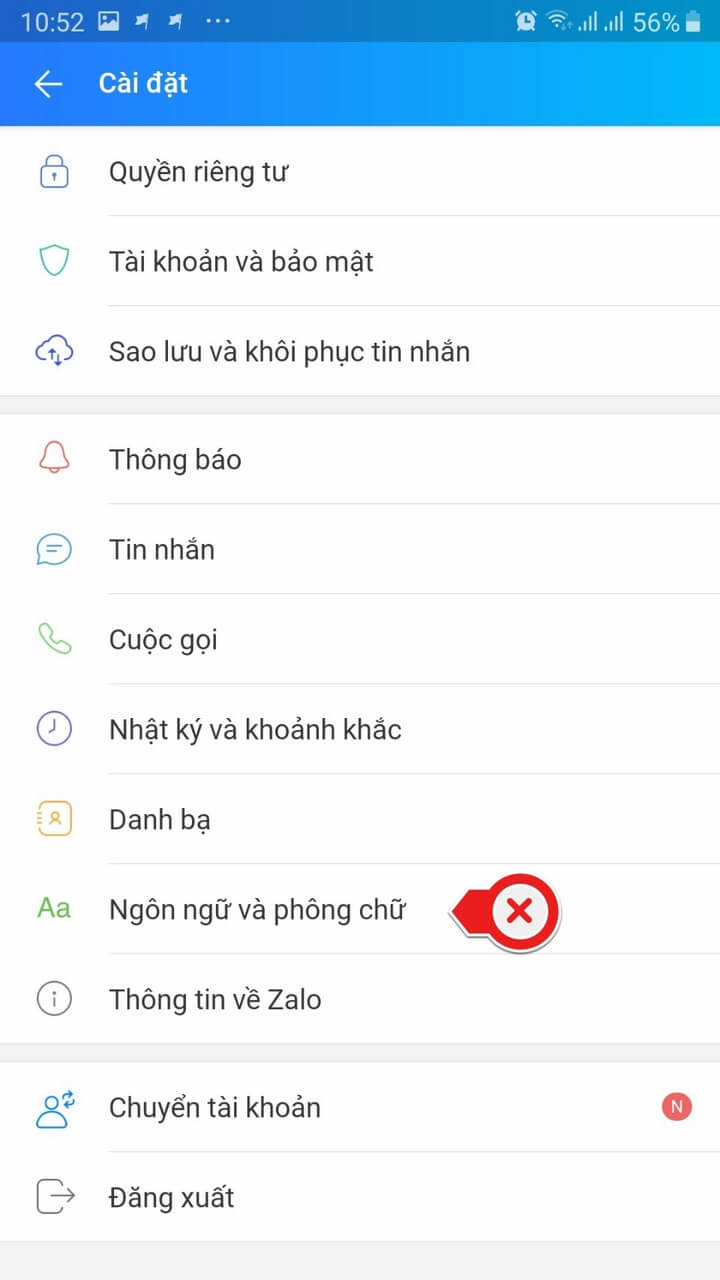 Ngôn Ngữ và Phông chữ Chọn Ngôn Ngữ và Phông chữ