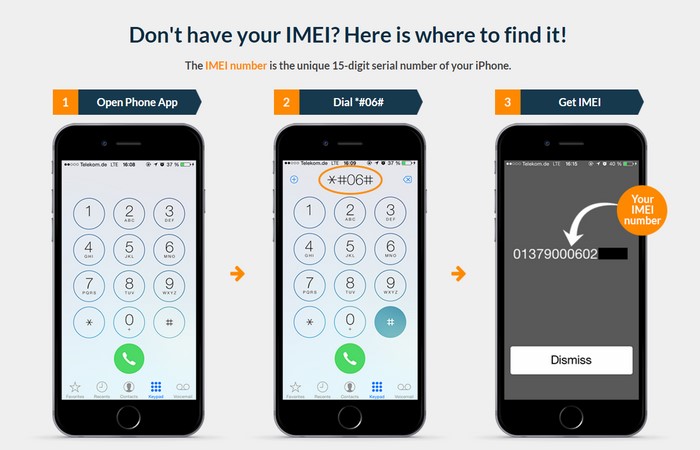 Bạn bấm trực tiếp trên màn hình quay số là *#06# > dòng IMEI sẽ hiển thị cho bạn thấy