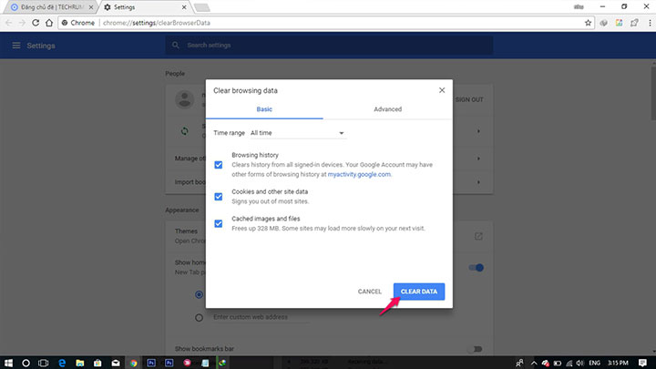 Fix lỗi “Your connection was interrupted” bằng cách Xóa dữ liệu duyệt Web Fix lỗi “Your connection was interrupted” bằng cách Xóa dữ liệu duyệt Web