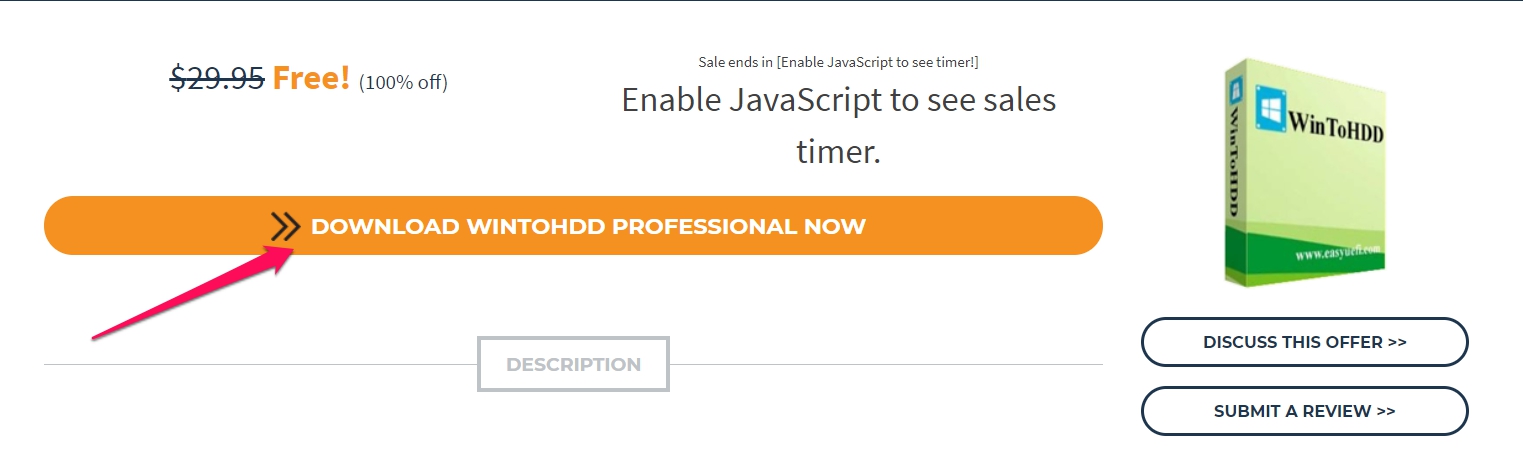 Click "DOWNLOAD WINTOHDD PROFESSIONAL NOW"