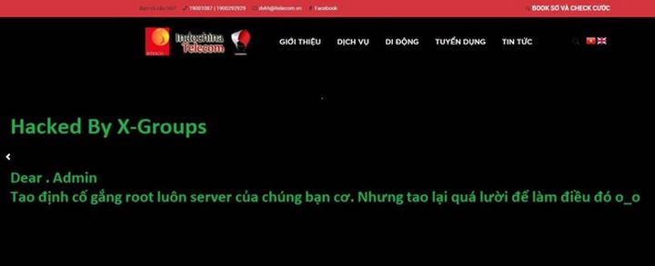 sau lễ ra mắt thì website chính thức của nhà mạng Indochina Telecom đã được hacker ghé thăm để lại thông điệp đầy thách thức
