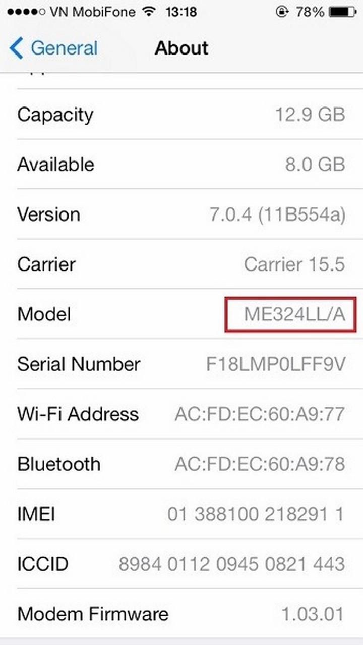 Phân biệt iPhone X lock khi tra số Serial Ta chỉ cần quan tâm đến các ký tự cuối “LL”, đây là ký tự cho thấy máy có nguồn gốc từ Mỹ, có thể không cần để ý đến ký tự /A.