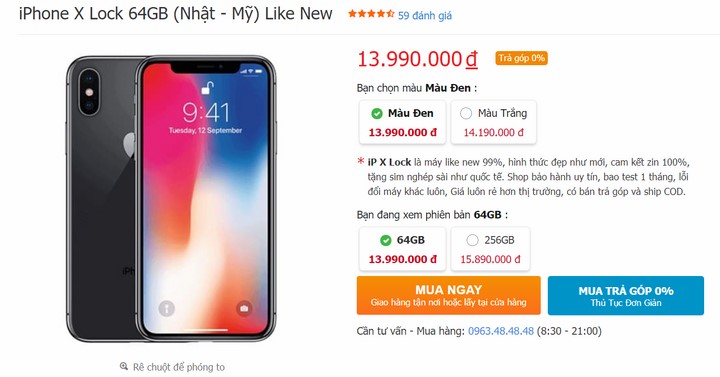 Giá iPhone X Lock (Nhật - Mỹ) Like New tại duchuymobile.com Giá iPhone X Lock (Nhật - Mỹ) Like New tại duchuymobile.com