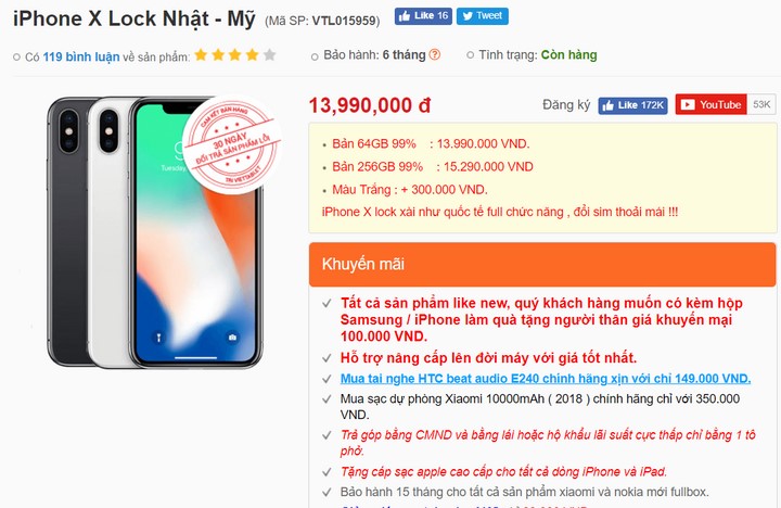 Giá iPhone X Lock Nhật - Mỹ tại viettablet.com Giá iPhone X Lock Nhật - Mỹ tại viettablet.com