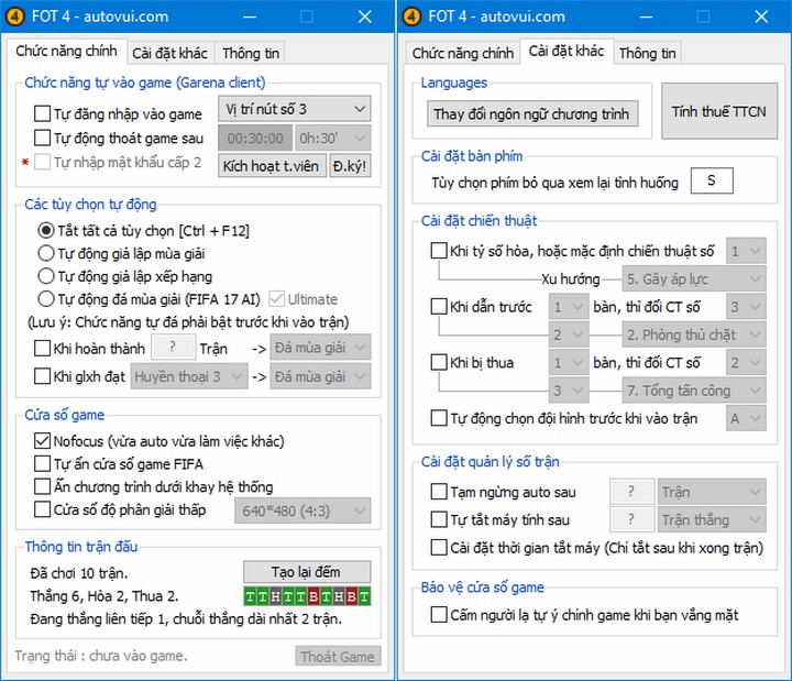 giao diện phần mềm Auto Fifa Online 4 – Auto FO4 – FOT 4 Giao diện phần mềm Auto Fifa Online 4 – Auto FO4 – FOT 4