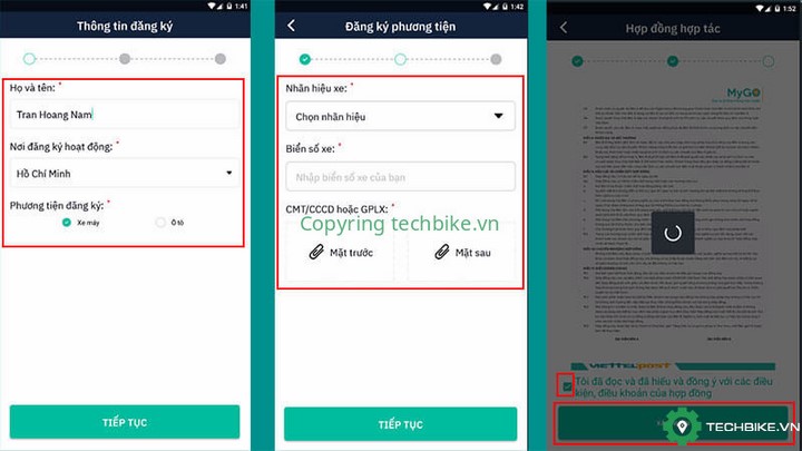 Khai báo các thông tin cần thiết để đăng ký chạy MyGo Khai báo các thông tin cần thiết để đăng ký chạy MyGo