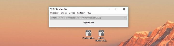 Cydia Impactor sẽ tiếng hành thao tác cài đặt file ipa lên thiết bị iPhone/iPad Cydia Impactor sẽ tiếng hành thao tác cài đặt file ipa lên thiết bị iPhone/iPad