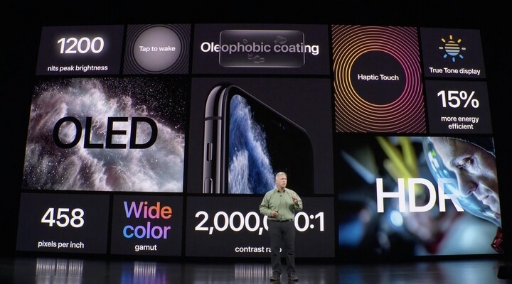 iPhone 11 Pro với độ sáng và độ tương phản rất cao