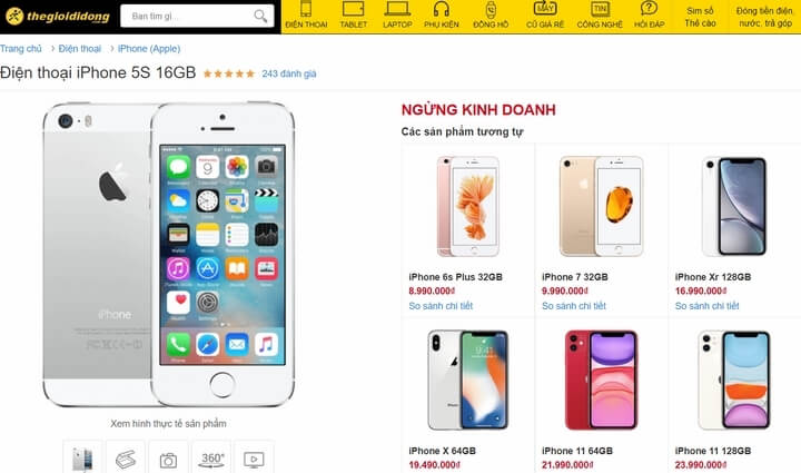 thegioididong.com không còn bán 5S thegioididong.com không còn bán 5S