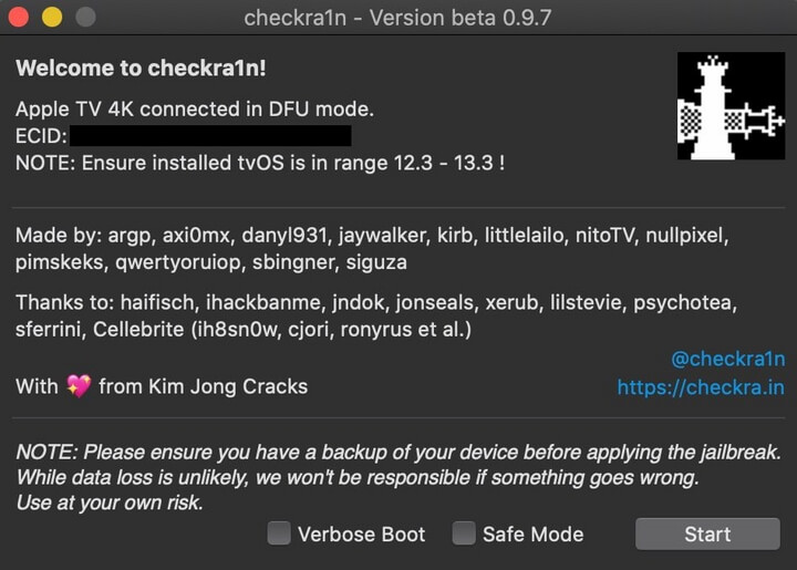 Checkra1n v0.9.7 (beta) Checkra1n v0.9.7 (beta)