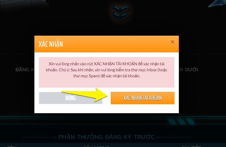 Tiếp tục Click "Xác Minh Tài Khoảng"
