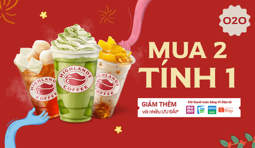 Mã giảm giá Highlands Coffee: MUA 2 TÍNH TIỀN 1