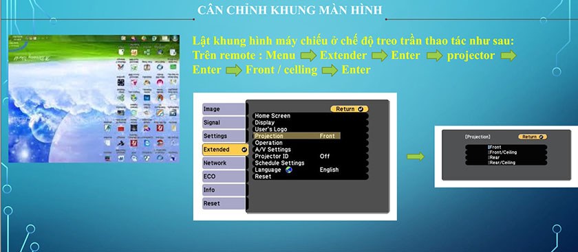 Cách xoay màn hình máy chiếu khá là đơn giản