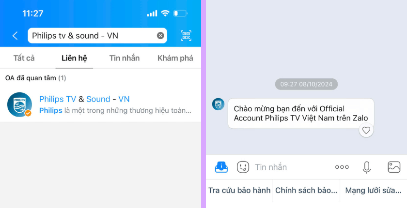 Liên hệ qua Zalo Philips