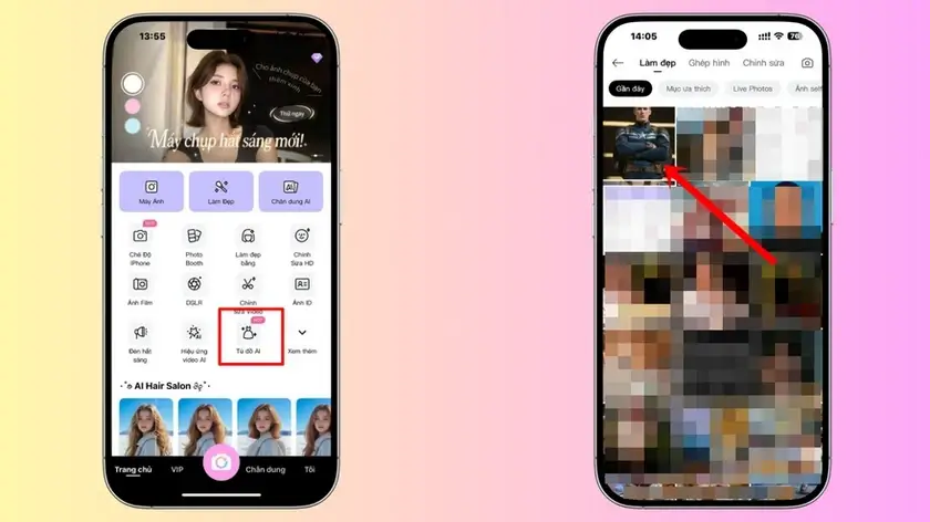 ghép ảnh mặc váy hồng1