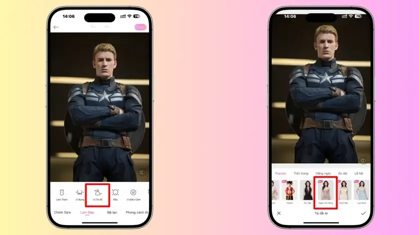 ghép ảnh mặc váy hồng2