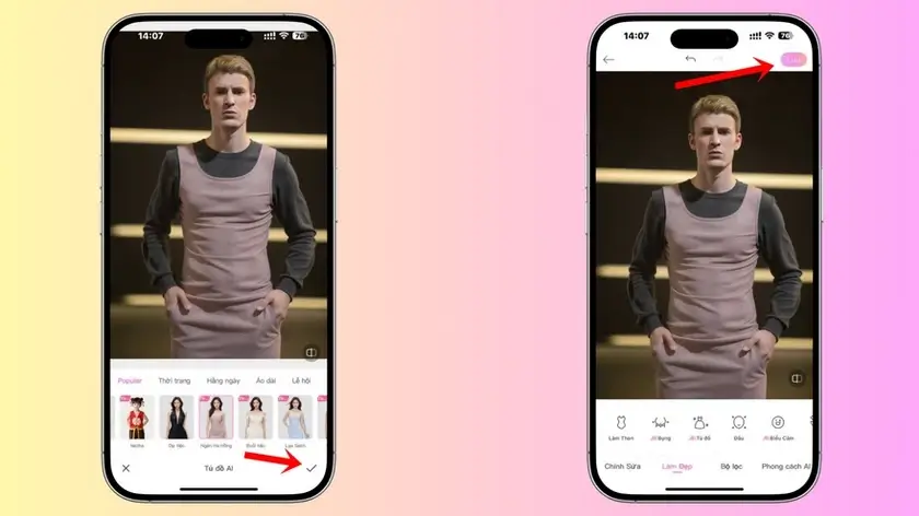 ghép ảnh mặc váy hồng3