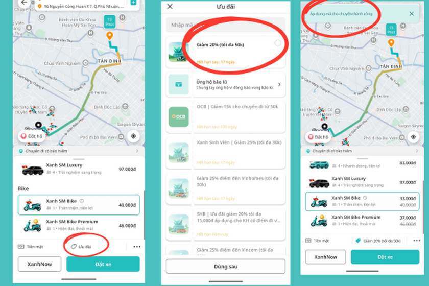 Cách lấy mã giảm giá xanh SM trong ứng dụng